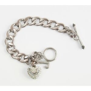 Juicy Couture Silver Pave Heart Starter Bracelet